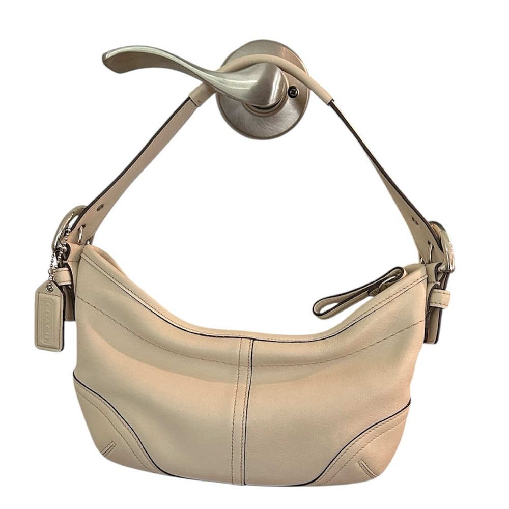 Coach Cream/Tan Small Leather Hobo Bag NoJ3S-9541 With Signature Fabric Lining
